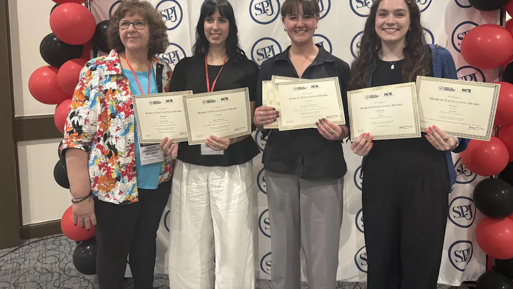 From left to right, Sacha Bellman, Sarah Kennel, Shannon Mahoney and Elisa Rosenthal accept awards for TMS.