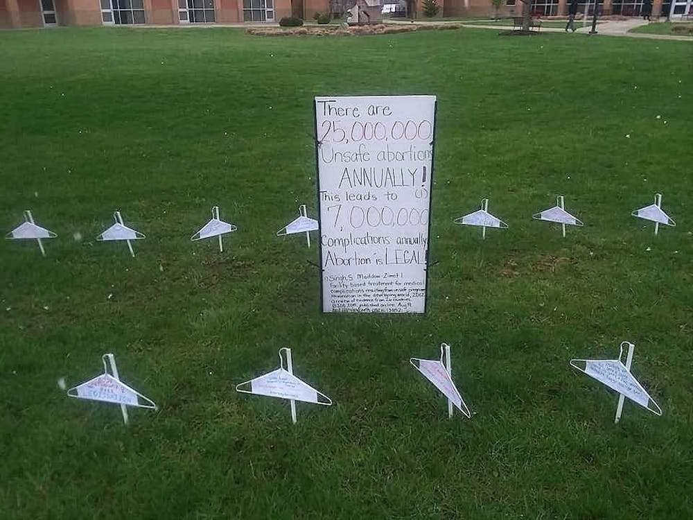 The pro-choice display on Hamilton's campus.