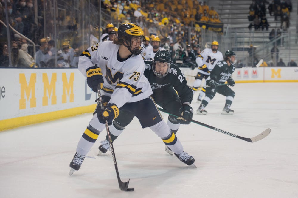 <p>MSU Hockey fell to the University of Michigan in the Big Ten Men&#x27;s Ice Hockey Tournament at the Yost Ice Arena on March 04, 2022.</p>
