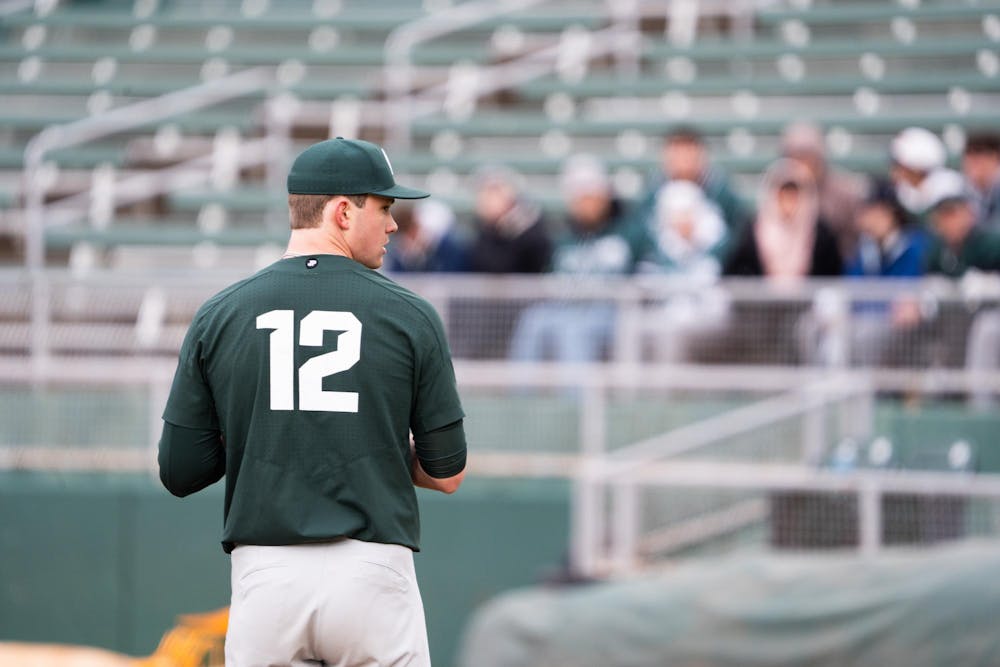 <p>MSU pitcher Aidan Arbaugh gets ready to pitch during the "Crosstown Showdown" at Jackson Field in Lansing, MI on Wednesday, April 3, 2024. The Spartans lost 0-18 during the exhibition match against the high-A professional Lansing Lugnuts.</p>