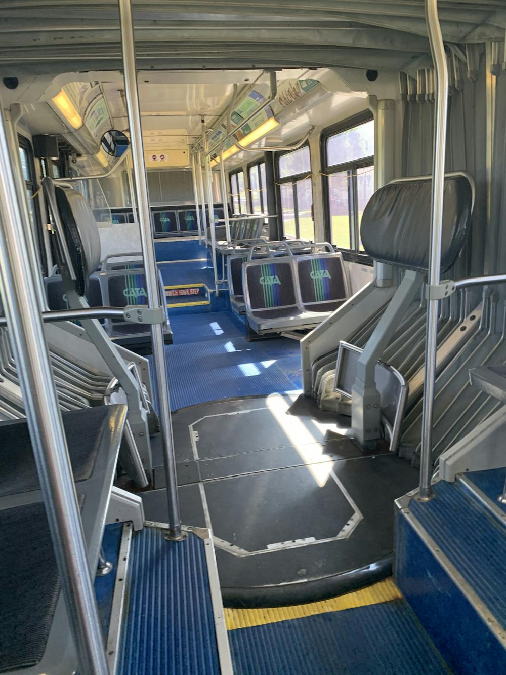 <p>The inside of a CATA bus photographed on August 31, 2020.</p>