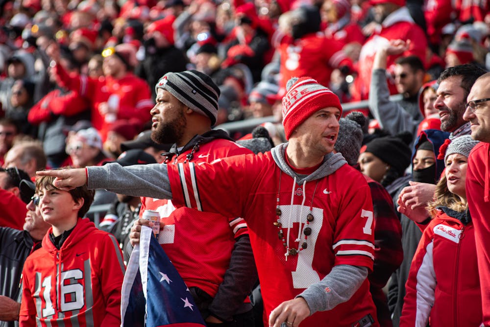 <p>Ohio State fan is discontent with a call made by the referee on Nov. 20, 2021.</p>