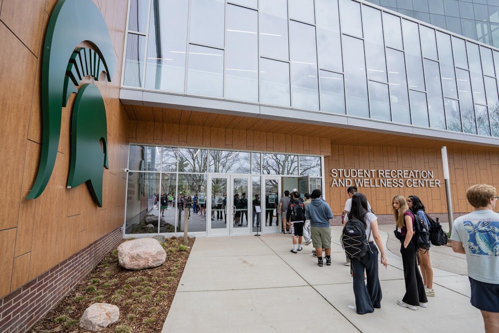<p>Michigan State University students wait in line outside to enter the newly opened Student Recreation and Wellness Center during its open house in East Lansing, MI on April 15, 2026.</p>