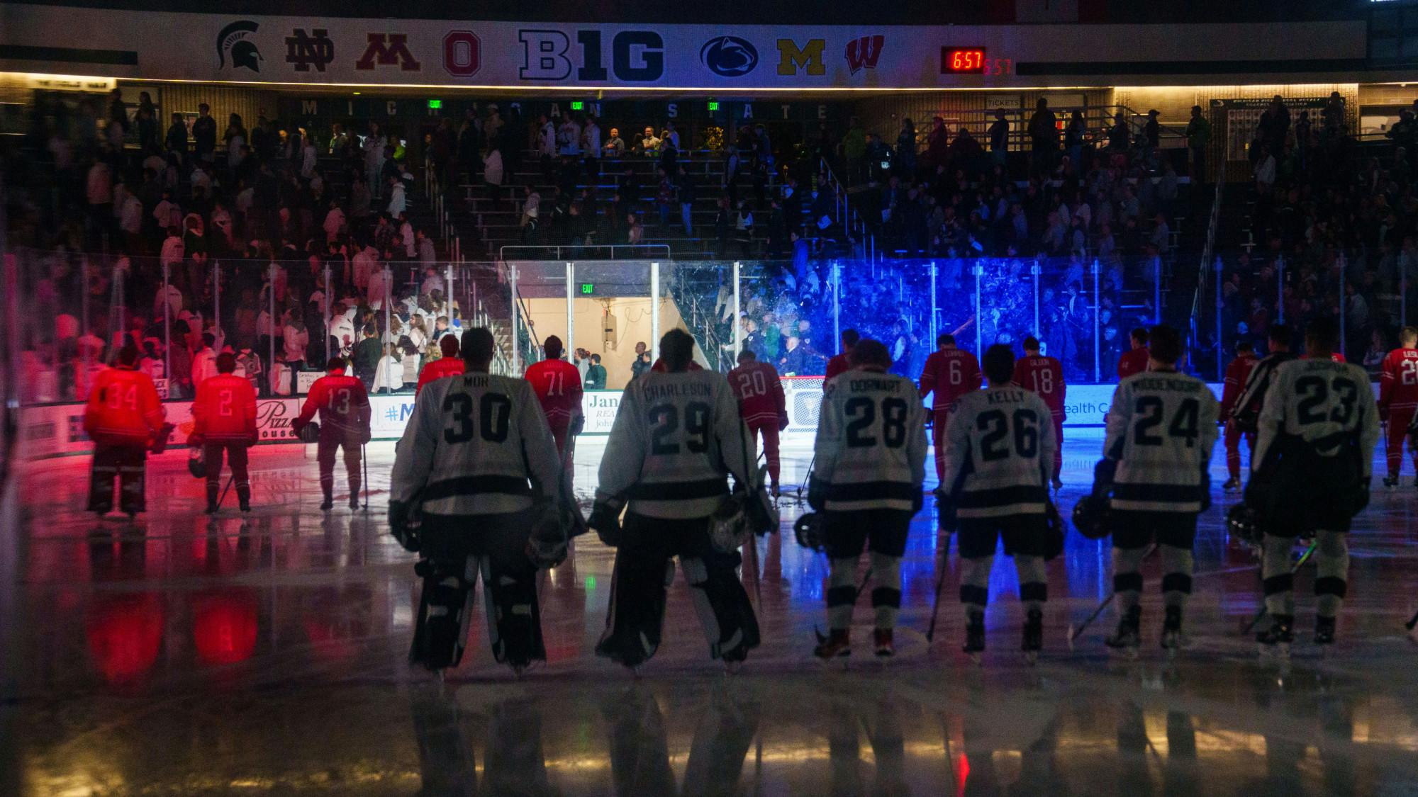 <p>Michigan State hockey before the second of a two game series against Ohio State, held at Munn Ice Arena on Nov 11, 2022. The Spartans defeated the Buckeyes 4-3.</p>