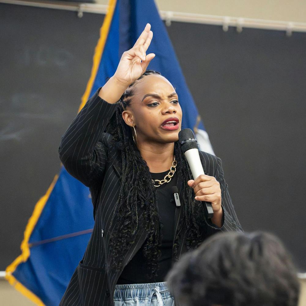 <p>US congresswoman Summer Lee (D - Pennsylvania) speaks at a rally for Abdul El-Sayed in Armstrong Hall in East Lansing, MI on April 7, 2026.</p>