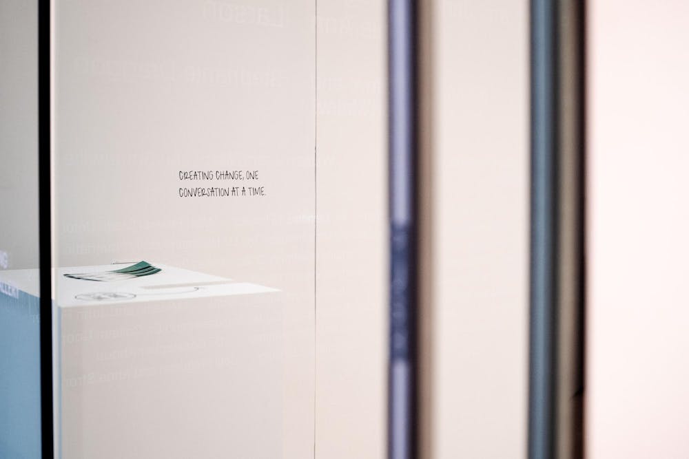 The Nabil Kanso: Echoes of War exhibit at the Eli and Edythe Broad Art Museum on April 2, 2025. The exhibit features the artist’s large-scale paintings exploring the impact of war and conflict and is on view from February 15 to June 29, 2025, highlighting Kanso’s works addressing historical events in the Middle East and beyond.