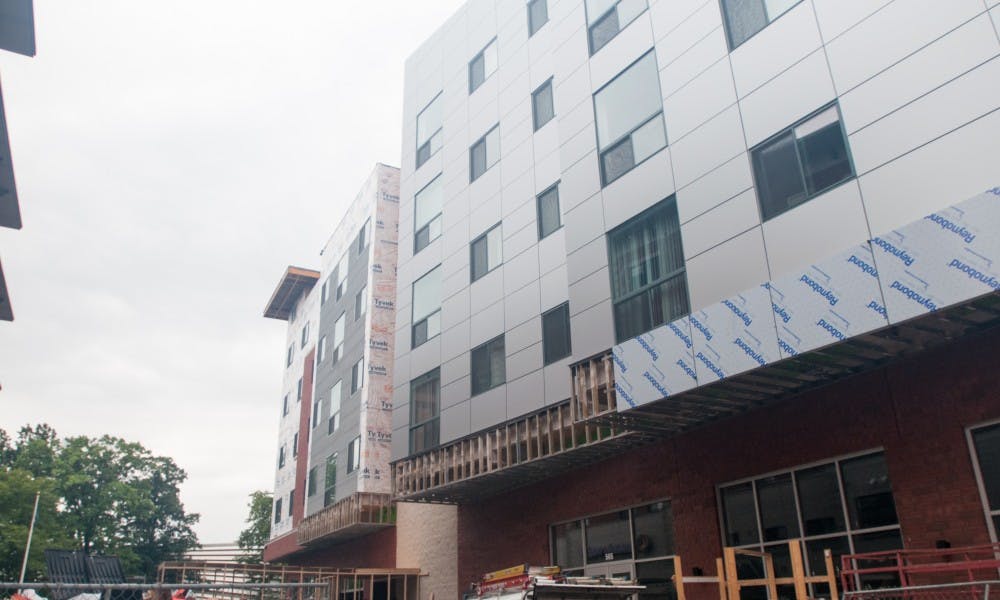 Pictured is the apartment building currently under construction on Aug. 28, 2017, at 565 E Grand River Ave.
