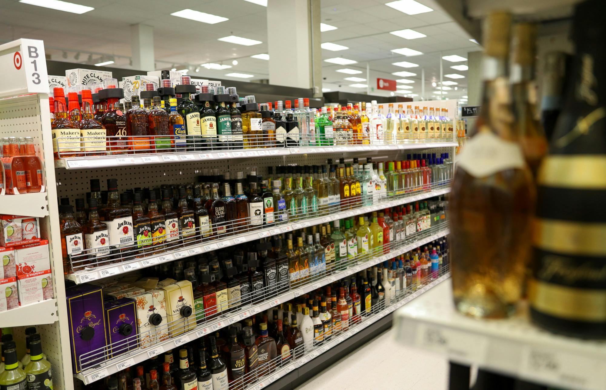 <p>March 14 - East Lansing - The alcohol aisle at the Target on Grand River. </p>