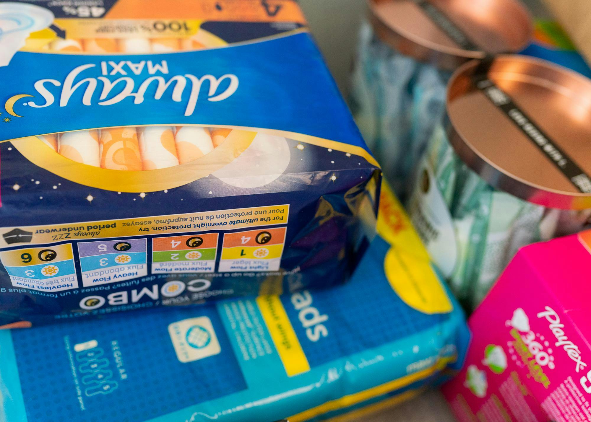 Multiple organizations on the Michigan State University campus help gather donations for their menstrual hygiene product dive at MSU on May 22, 2024.
