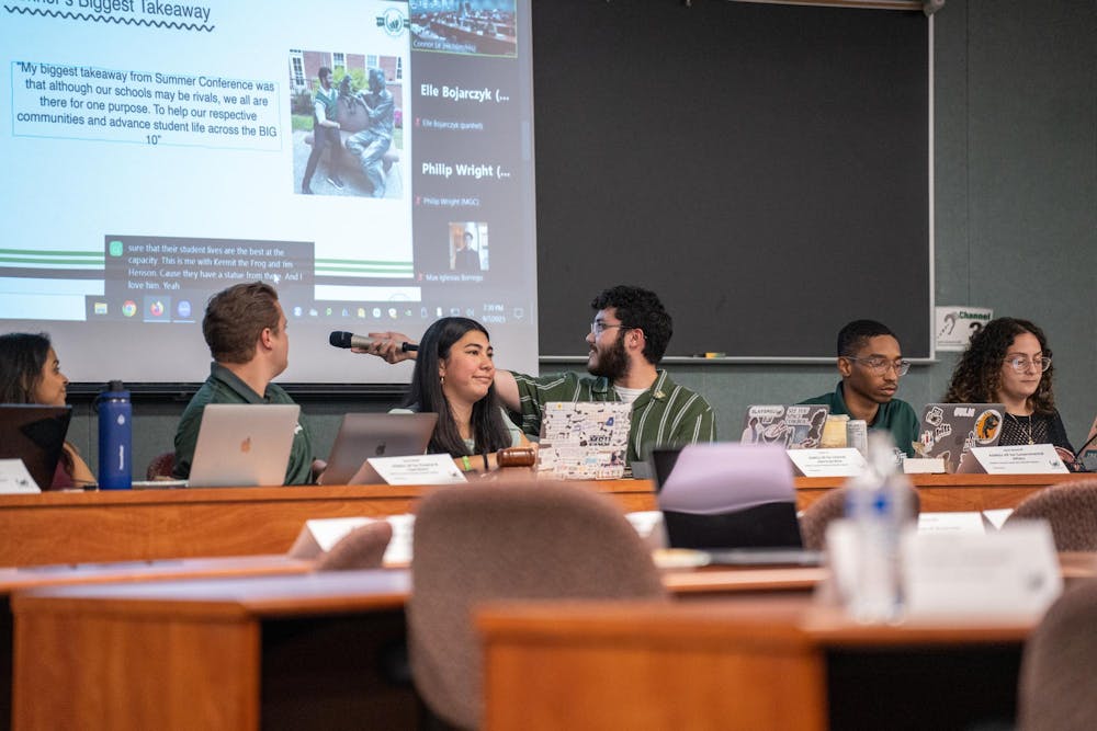 <p>The ASMSU leadership team during their first meeting of the semester at the International Center on Sept. 7, 2023.</p>
