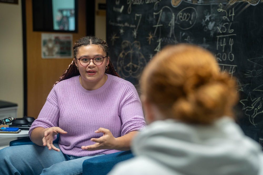  An RCAH scholar at Snyder Hall in East Lansing, on April 8 2026