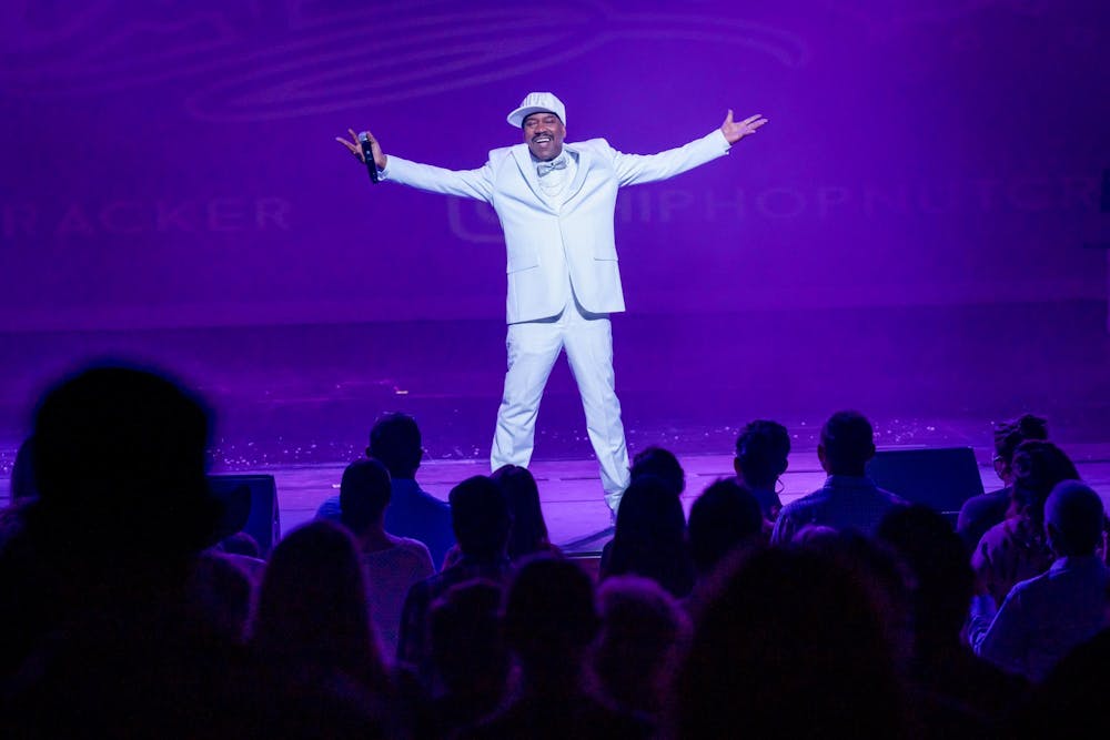 Hip-hop artist Kurtis Blow performing at "The Hip Hop Nutcracker." Photo courtesy of Wharton Center.