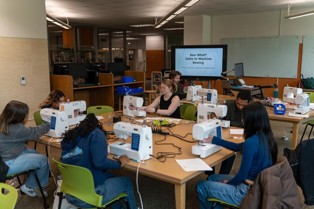 <p>The Hollander Makerspace hosts a beginner sewing class at the Michigan State University Library in East Lansing, Michigan on April 8, 2026.</p>