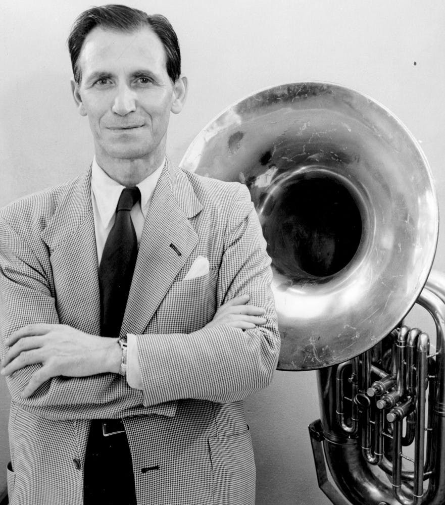 	<p>Leonard Falcone was the director of bands at <span class="caps">MSU</span> for 40 years. He has been called MSU’s “original music man.”</p>