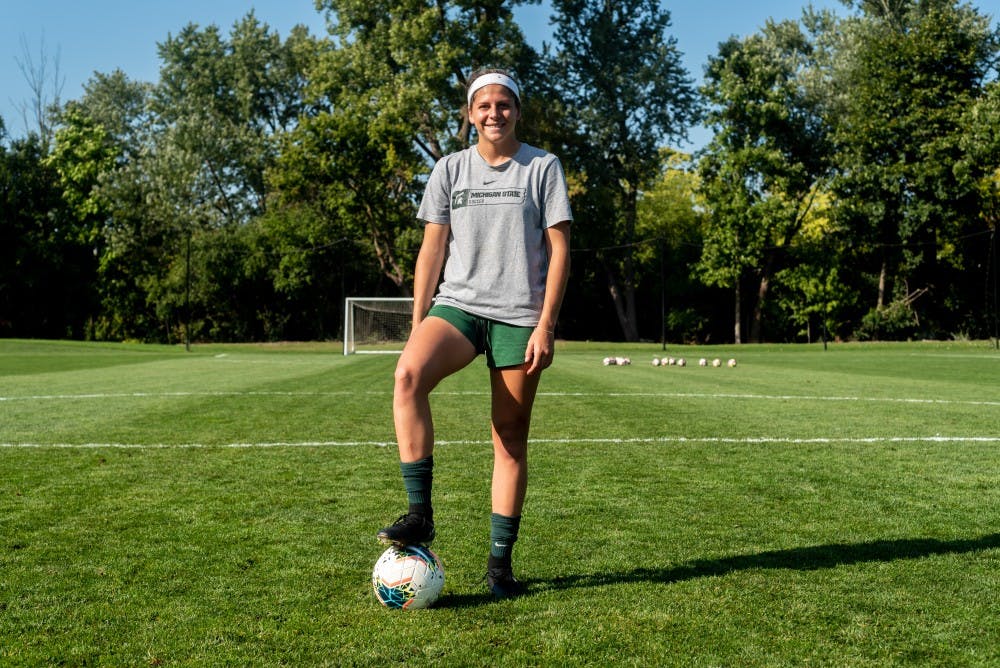 Sophomore forward Gia Whalberg poses for a photo at DeMartin Soccer Stadium on September 30, 2019. 