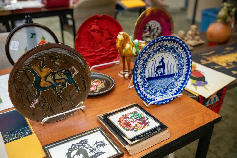 Antique plates were available for purchase at the Global Festival hosted in the International Center on Nov. 16, 2024. 