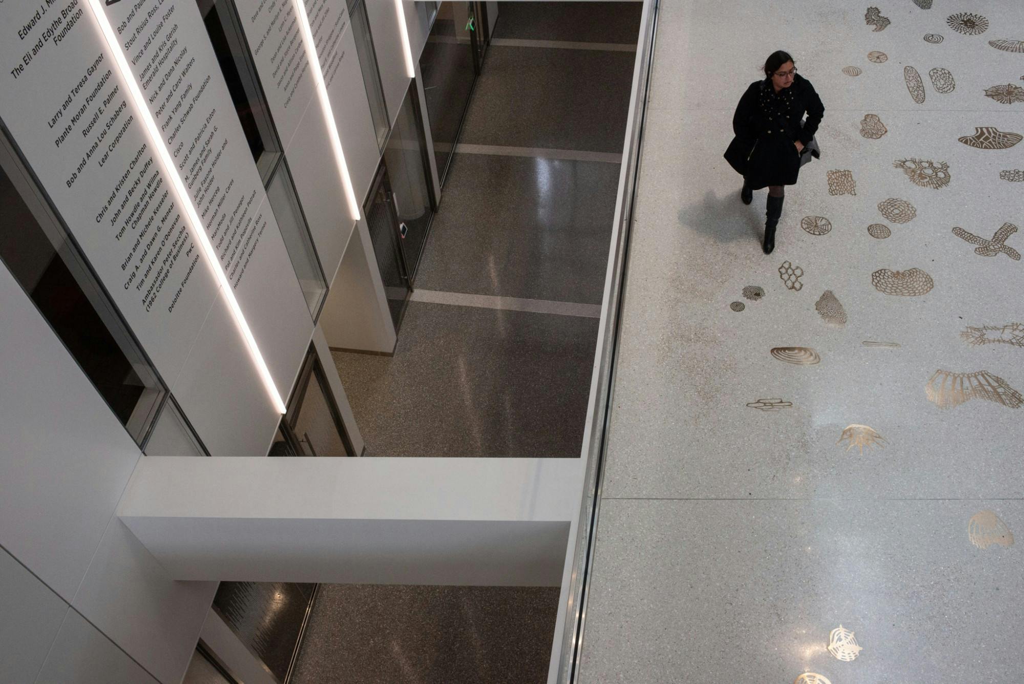 <p>A student enters the Eppley Center after MSU released an email notifying students that administration has canceled classes after noon March 11, 2020.</p>