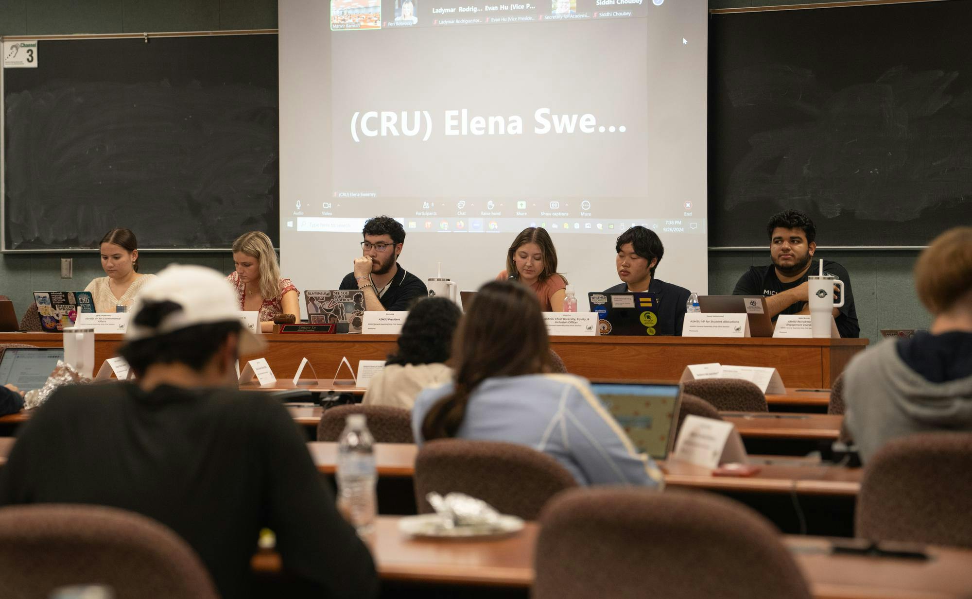 The Associated Students of Michigan State University General Assembly meet to discuss bills and potential new VPGA candidates  on Sept. 26, 2024. The ASMSU General Assembly is a legislative body of college-elected representatives from different colleges, organizations, and councils on the Michigan State University campus.