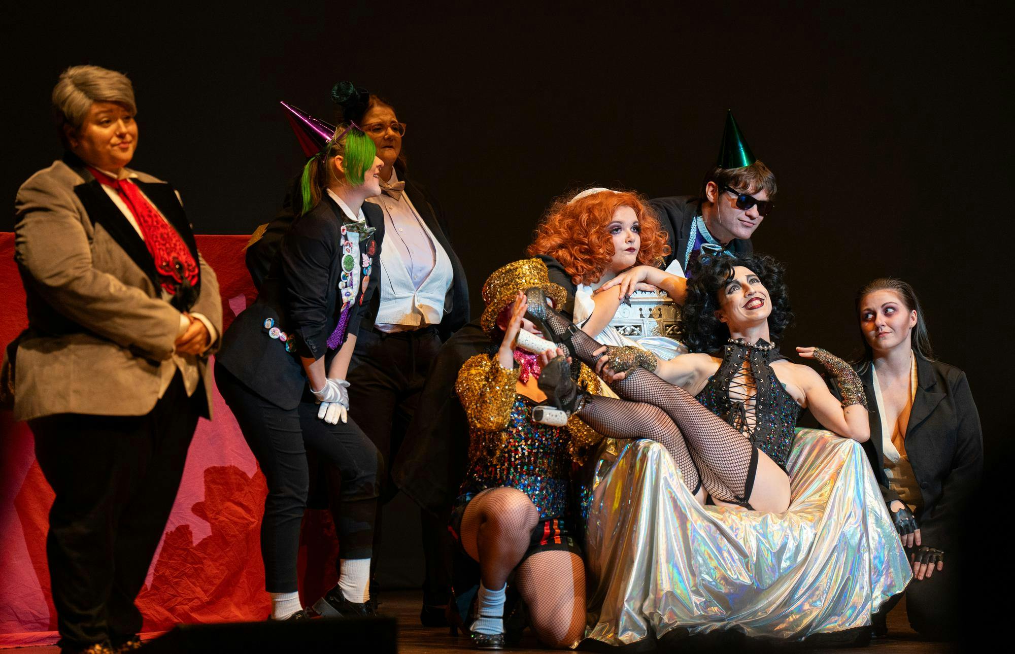 Rocky Horror Picture Show actors perform in Cobb Great Hall in the Wharton Center on Oct. 15, 2024. This shadow-cast performance was put on by the Michigan Rocky Horror Preservation Society as a part of their 49th Anniversary Spectacular Tour.