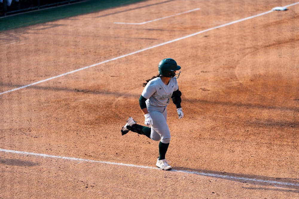 MSU Senior Hannah Hawley running the bases during the MSU V Nebraska Softball game at Secchia Stadium in East Lansing, on March 20 2026.