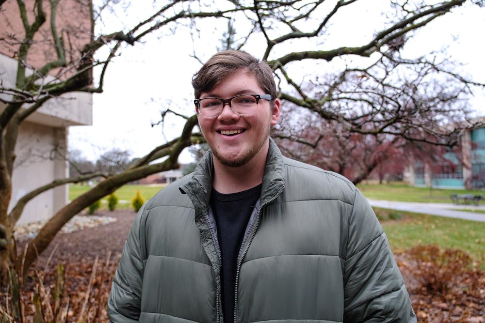 <p>Freshman Cole Pannell shares his perspective on being a freshman outside Hubbard Hall on Dec. 2nd, 2023.</p>