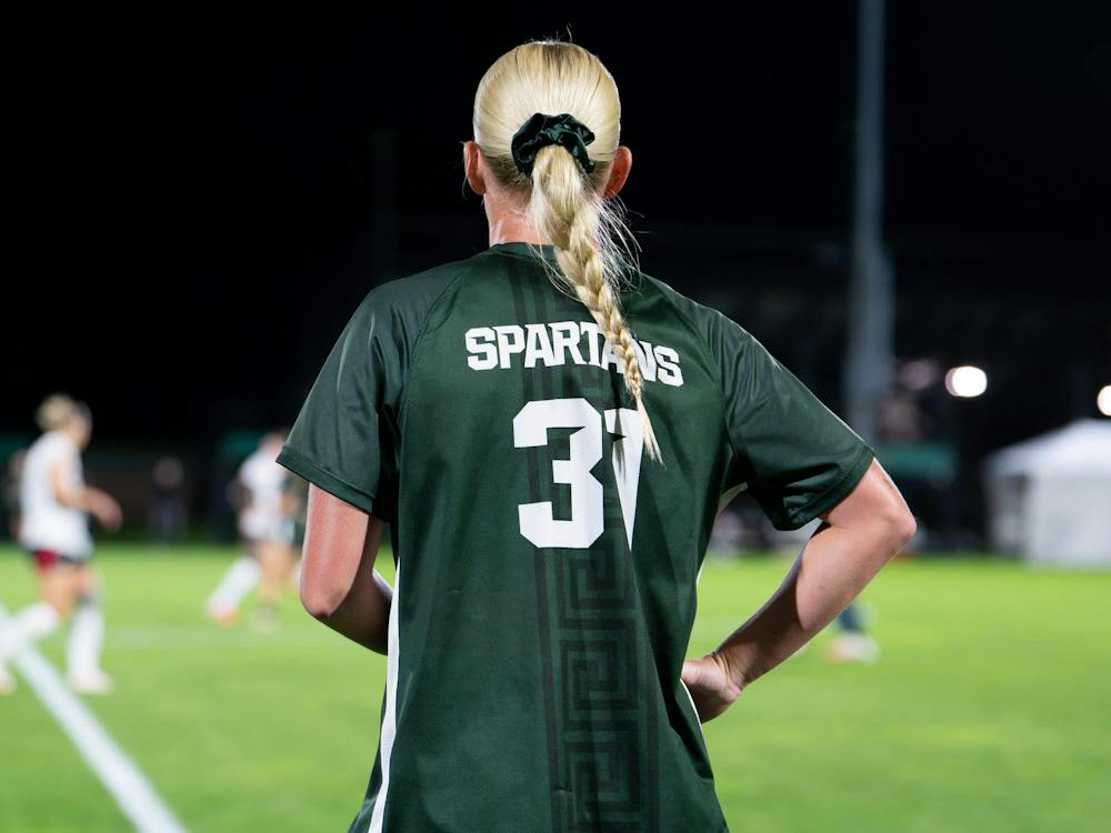 <p>Michigan State sophomore defender Ava Lutke (31) scans the field as she looks for someone to throw the ball to at DeMartin Stadium in East Lansing, Mich., on Thursday, Sept. 24, 2026.</p>