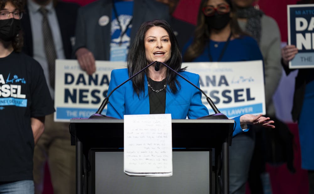 Attorney General Dana Nessel at the 2022 State Endorsement Convention for the Michigan Democratic Party at the TCF Convention Center. - April 9, 2022