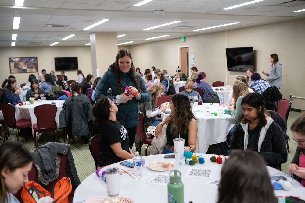 <p>Students enjoy the University Activities Board's first 'Grand Knit and Crochet Extravaganza' at the MSU Union on Jan. 28, 2024. While most took advantage of the complimentary supplies, many also brought in their own to start new projects and finish old ones.</p>