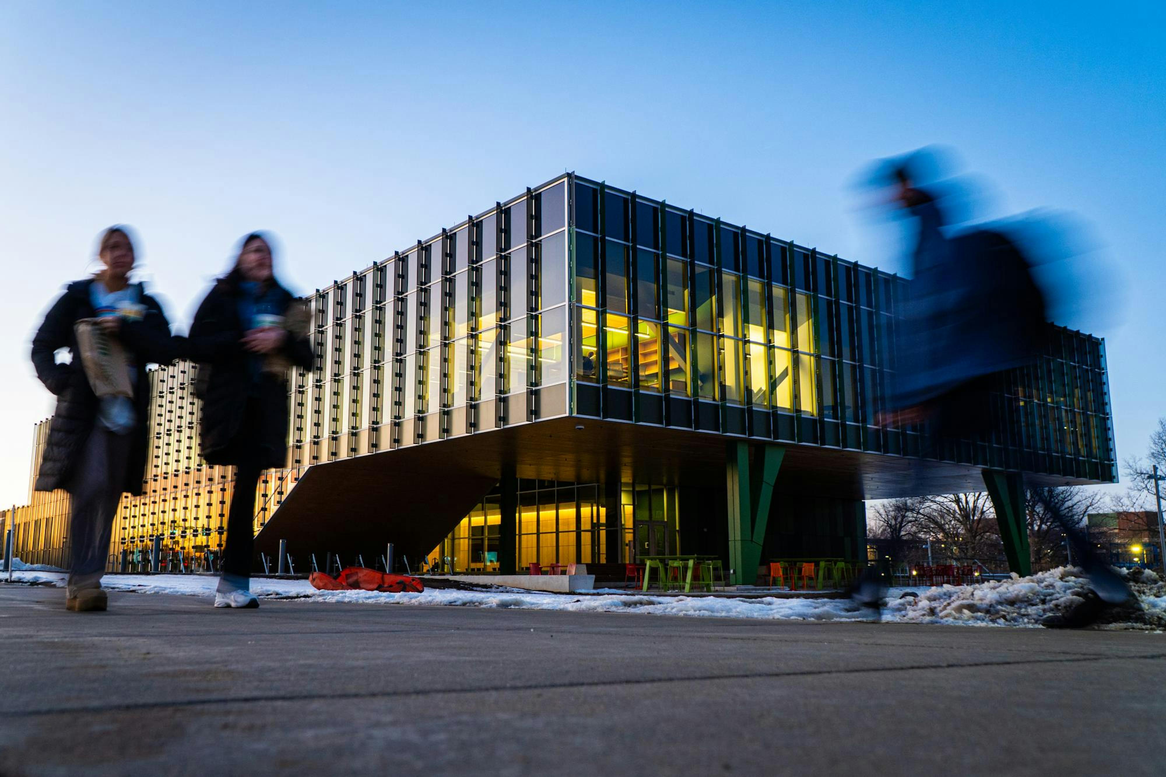 Michigan State University students stroll past the Multicultural Center on Jan. 29, 2025.