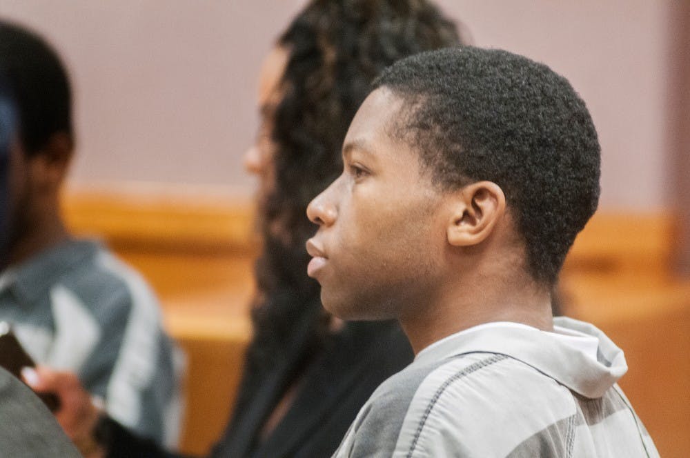 Detroit resident Dishon Tyran Ambrose, 19, appears in East Lansing’s 54B District Court, 101 Linden St., on Friday Aug. 17, 2012. Ambrose faces a felony charge of selling or furnishing to a minor causing death relating to the death of MSU freshman Olivia Pryor. Julia Nagy/The State News
