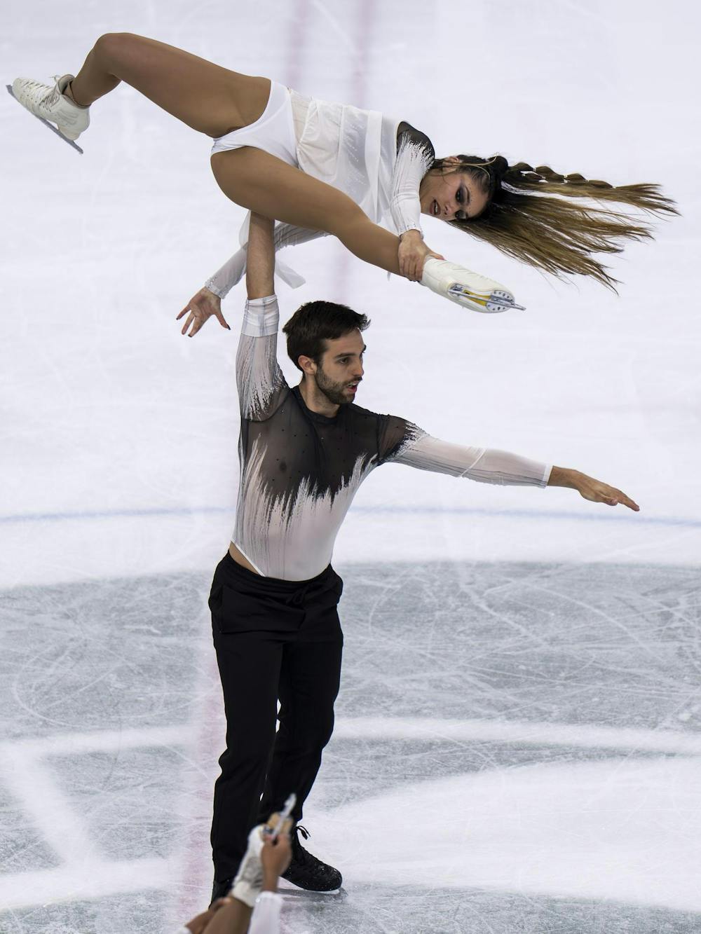 The Les Métropolitains team from France competes for the Nations and Gold Cup in the Theater on Ice 2026 competition at the Munn Ice Arena in East Lansing, Mich., on April 26, 2026. 