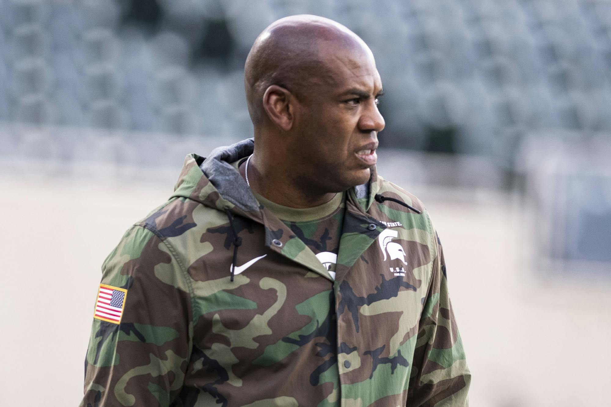 <p>Head Coach Mel Tucker before the game against Maryland on Nov. 13, 2021, at the Spartan Stadium.</p>