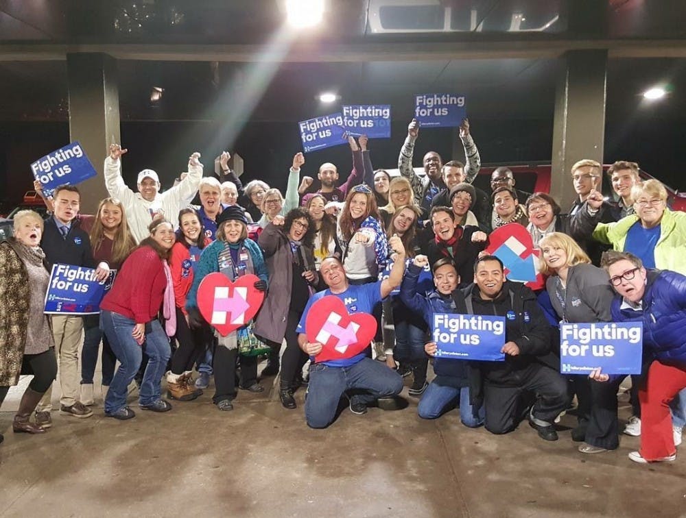 <p>MSU College Democrats in Iowa before the caucuses. Courtesy of&nbsp;Ronald&nbsp;Owens.</p>