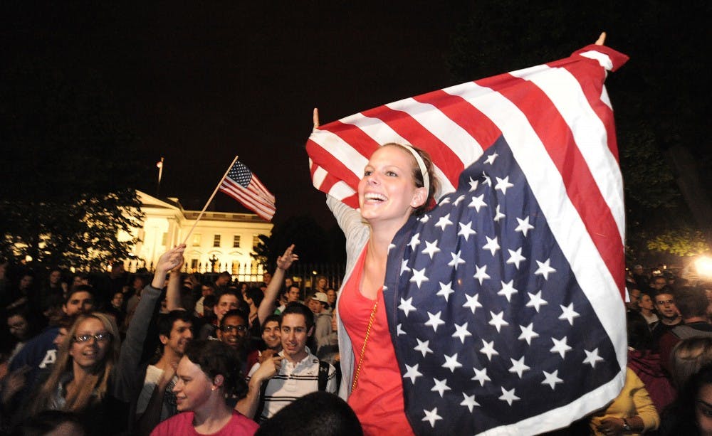 	<p>People gather at the White House chanting &#8216;U.S.A.&#8217; as President Barack Obama announces the death of Osama bin Laden during a late evening statement to the press, Sunday, May 1, 2011 in Washington, D.C. (Olivier Douliery/Abaca Press/MCT)</p>