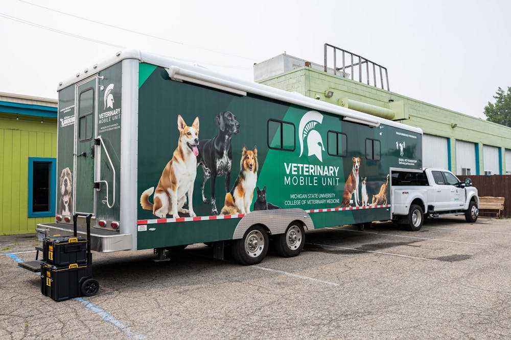 <p>The MSU mobile veterinary unit sits in the parking lot of I Heart Dogs after they completed many operations in Warren, Mich., on July 16, 2026.</p>