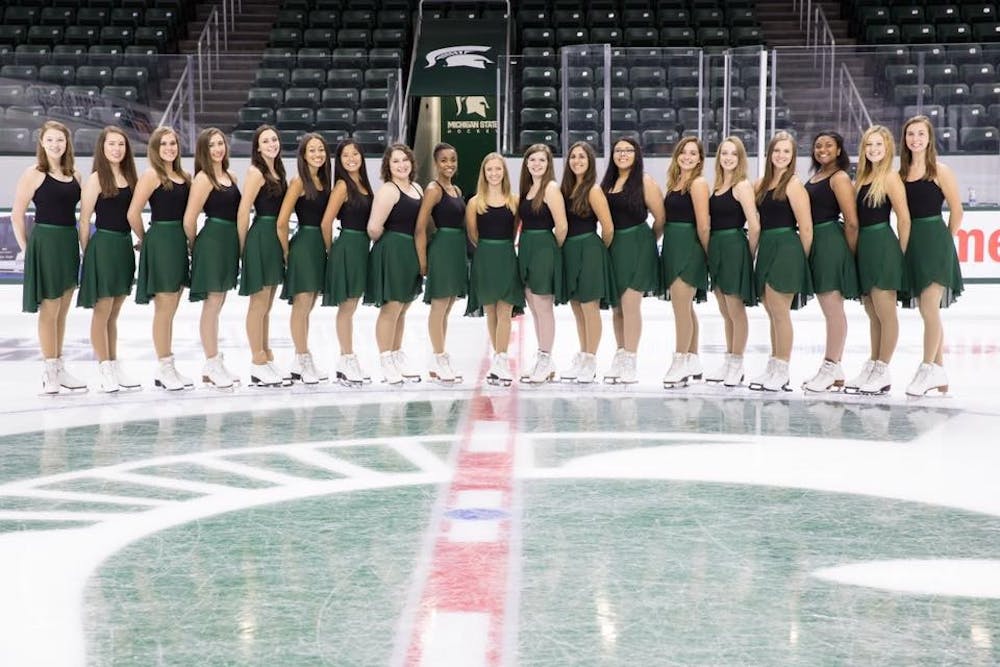 <p>The MSU Synchronized Skating team poses for a team photo. Photo courtesy of Dee Head.</p>