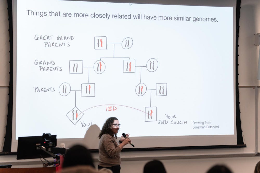 <p>Dr. Emily Joseph, an associate professor in the Department of Biology at Michigan State University, presents during the Girls Math and Science Day event at the STEM Teaching and Learning Facility in East Lansing, Michigan on Saturday, March 14, 2026.</p>