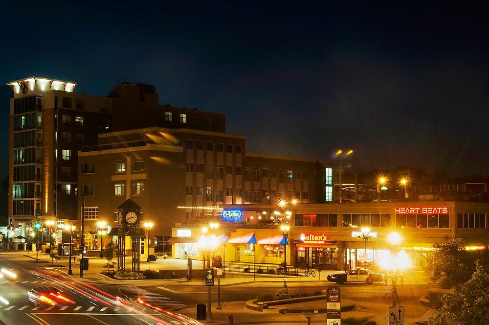 	<p>The East Lansing skyline on Albert Avenue shown Sept. 10, 2013. The downtown area has seen many changes throughout the past few years. Danyelle Morrow/The State News</p>