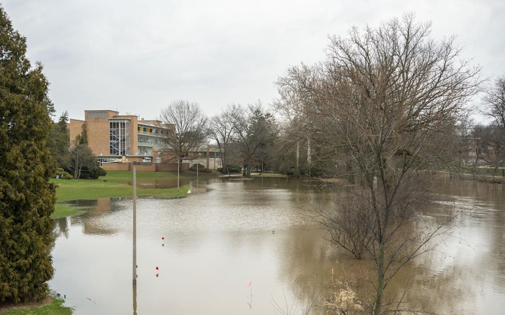 <p>Flooding around the Red Cedar River continues on Wednesday, April 5, 2023 during a period of heavy rains.&nbsp;</p>