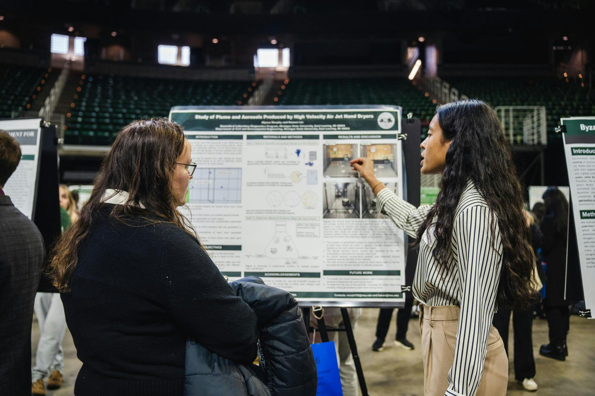 Students present their research to a variety of judges, peers, parents, and friends at UURAF 2024 at the Breslin center on April 12, 2024.