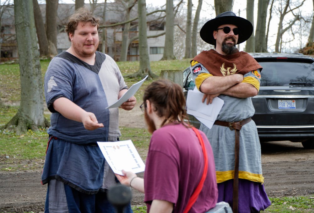 giving out awards during Coronation portion of Ashen Hills LARP in Patriache Park, on May 1, 2022.