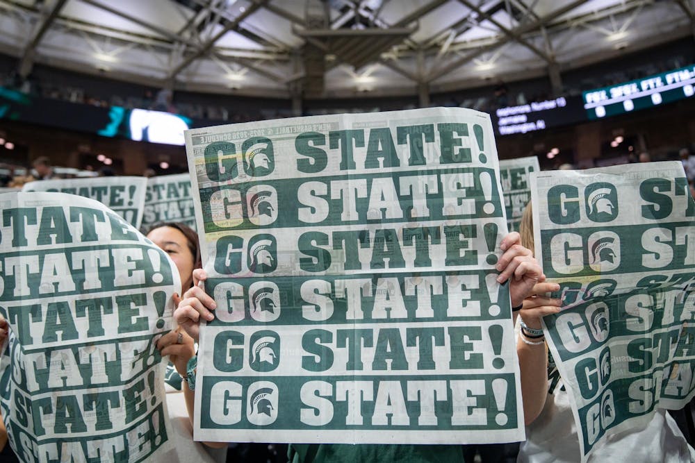 <p>The Michigan State Izzone student section ahead of the San José State basketball match up at the Breslin Center in East Lansing, Michigan on Thursday, Nov. 13, 2025. </p>