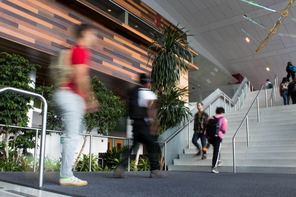 Students walk to the Brody Cafeteria at Brody Hall on Sept. 26, 2018.