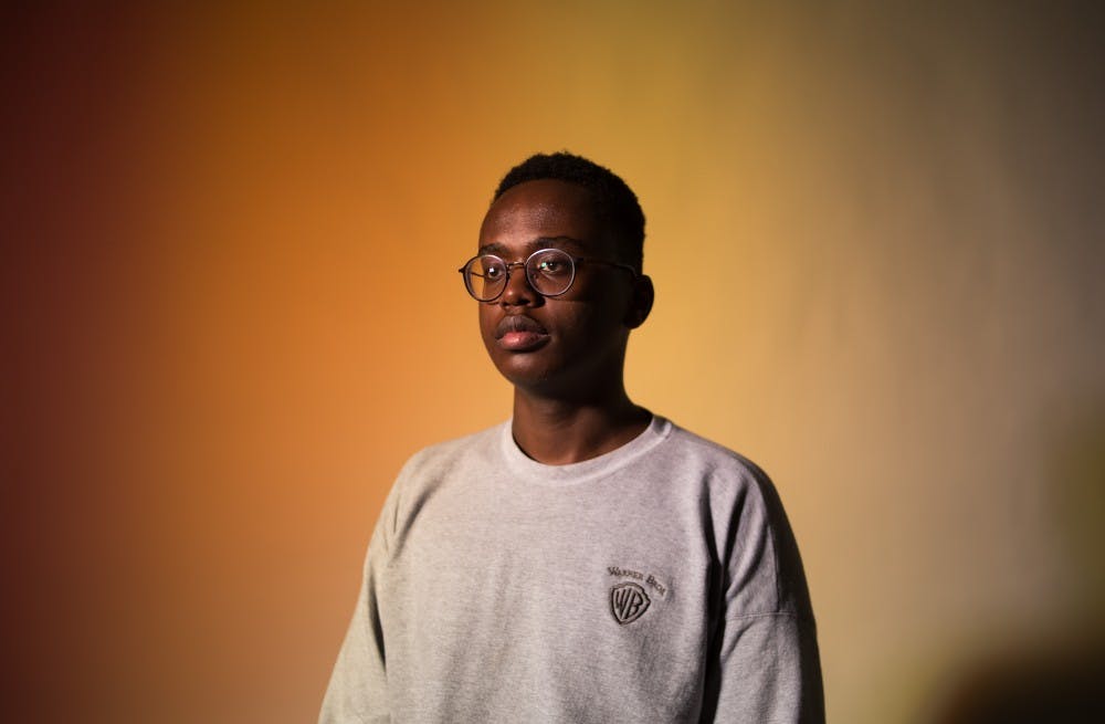 Social relations and policy sophomore Baraka Macharia poses under studio lights on Feb. 12, 2019.