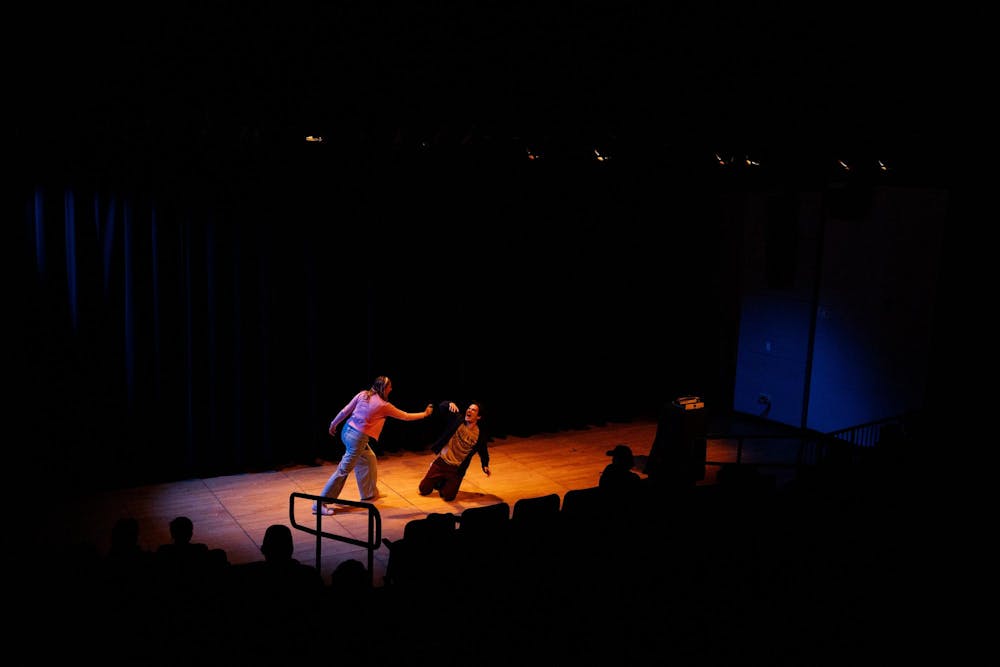 <p>Student performers act out a scene during the MSU Roial Players Sketch Comedy Show at the RCAH Theatre in Snyder-Phillips Hall on April 6, 2025. The student-written and directed show, featuring improv actors from the Roial Players, ran April 4–6.</p>