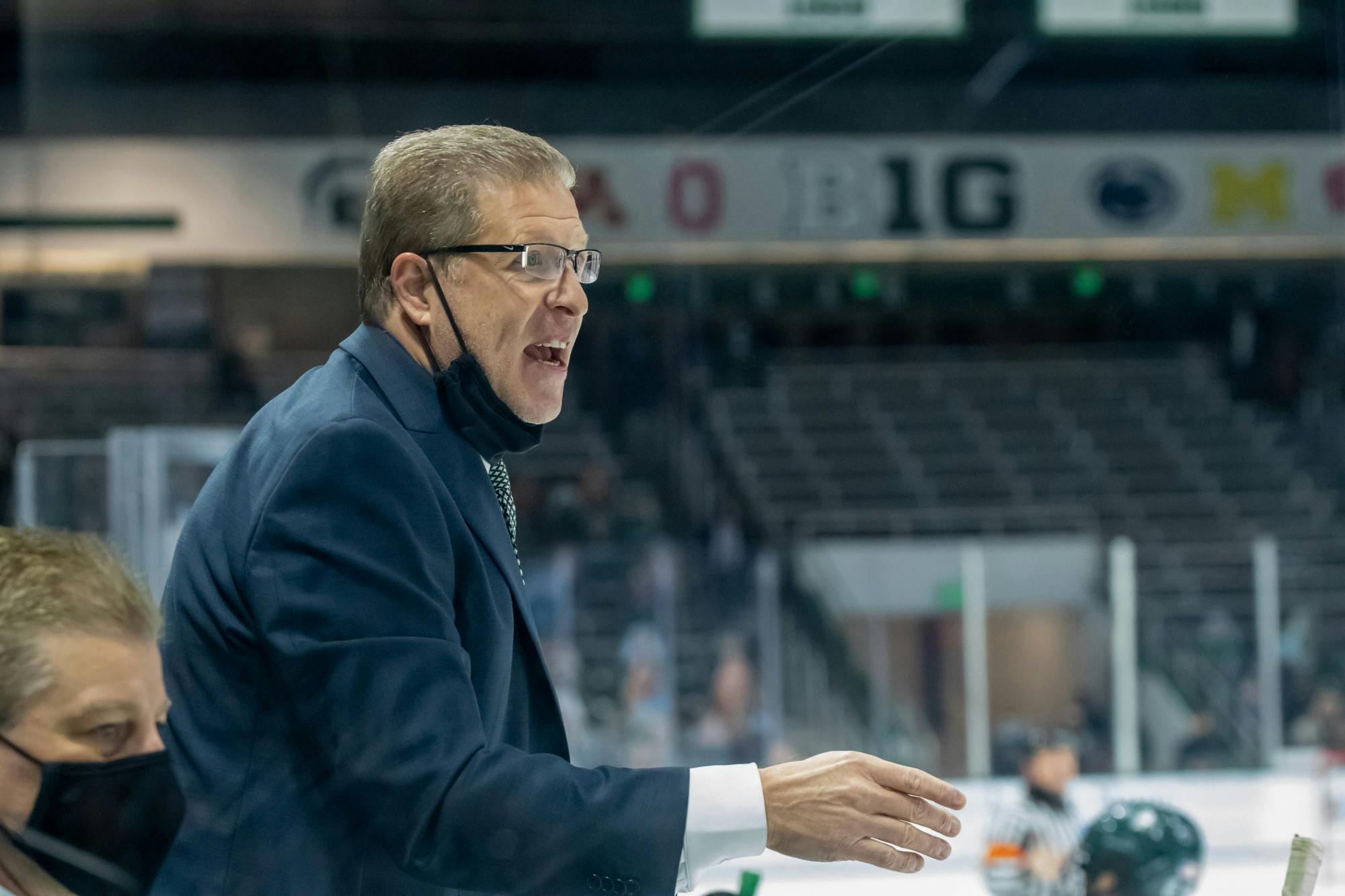 <p>Michigan State hockey Head Coach Danton Cole guides his team during the Spartans&#x27; 2-0 victory against the Buckeyes on Jan. 24, 2021.﻿</p>