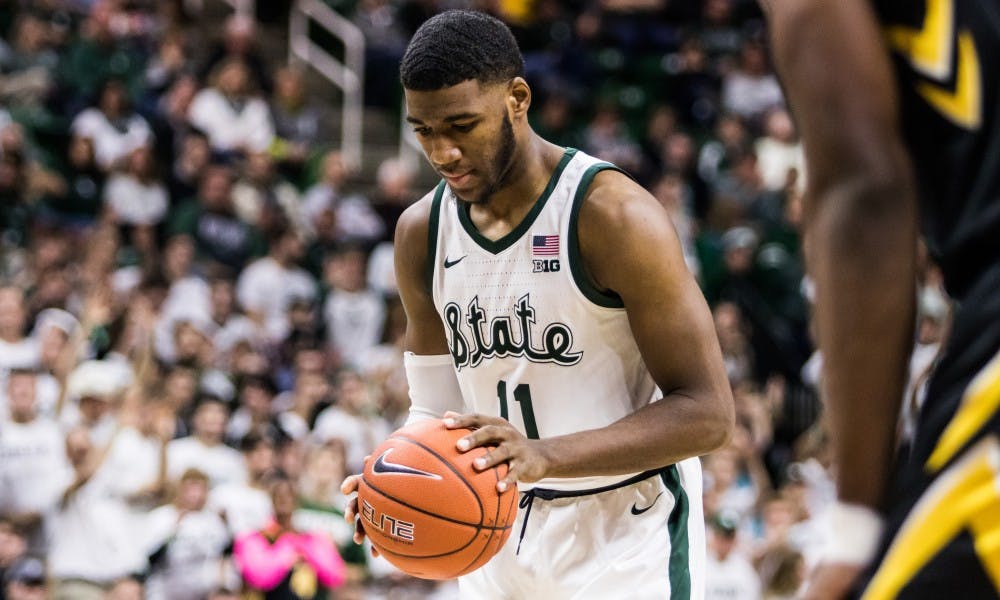 Freshman forward Aaron Henry (11) shoots a free throw during the game against Iowa University at Breslin Center on Dec. 3, 2018. The Spartans defeated the Hawkeyes, 90-68.