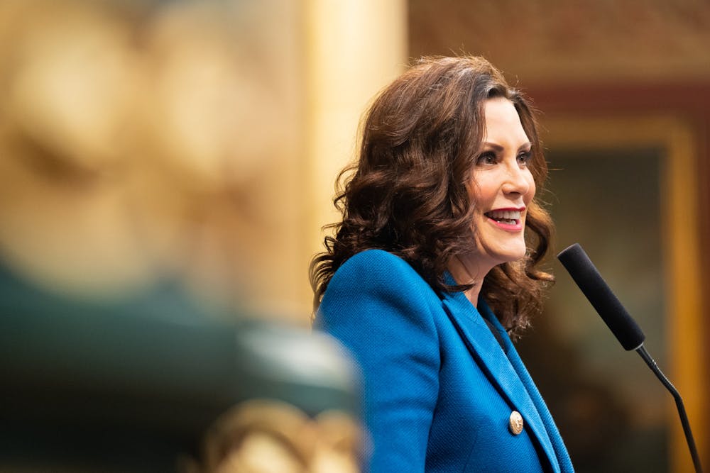 Gov. Gretchen Whitmer gives her State of the State address in The House Chamber at the Capital Building in Lansing on Jan. 25, 2023. 