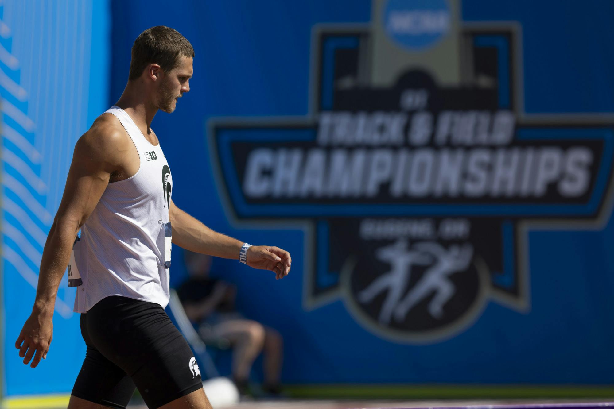 <p>Michigan State University decathlete Ryan Talbot performing at the NCAA Championships in Eugene, Oregon. Photo courtesy of Logan Hannigan-Downs of Michigan State Athletics.</p>