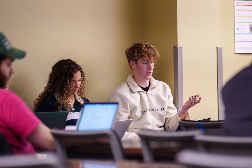 <p>A Michigan State University class representative speaks during the public comment section of an ASMSU General Assembly meeting, held at the Student Services building on Feb. 2, 2023.</p>